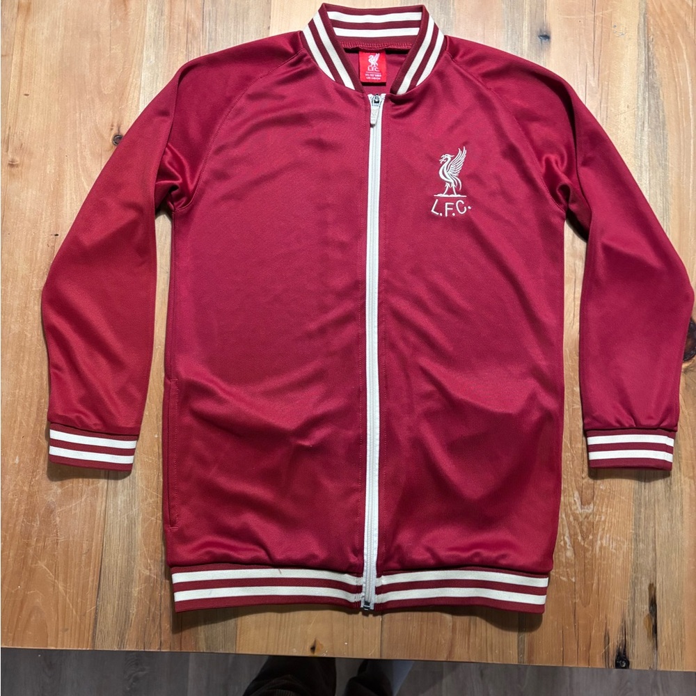 Red Liverpool Soccer Zip-Up Track Jacket Boys or Girls 10 Excellent Condition